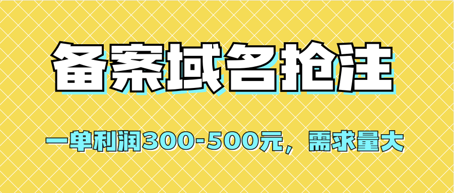 【全网首发】备案域名抢注，一单利润300-500元，需求量大凯哥轻创网-网创项目资源站-副业项目-创业项目-搞钱项目凯哥轻创网