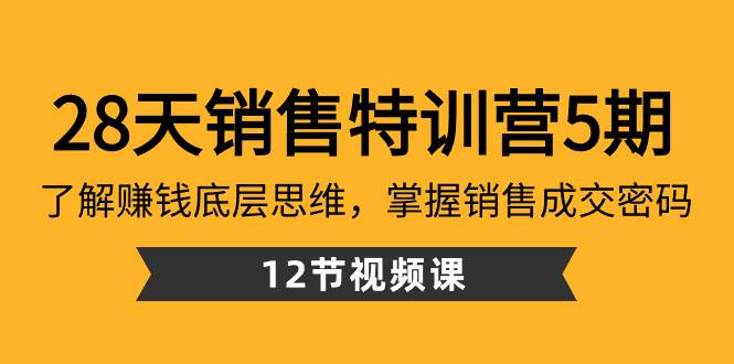 28天·销售特训营5期：了解赚钱底层思维，掌握销售成交密码（12节课）凯哥轻创网-网创项目资源站-副业项目-创业项目-搞钱项目凯哥轻创网