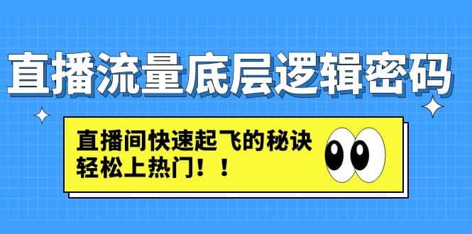 直播流量底层逻辑密码：直播间快速起飞的秘诀，轻松上热门凯哥轻创网-网创项目资源站-副业项目-创业项目-搞钱项目凯哥轻创网