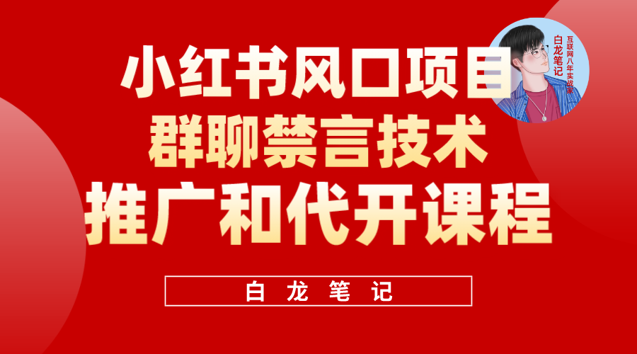 小红书风口项目日入300+，小红书群聊禁言技术代开项目，适合新手操作凯哥轻创网-网创项目资源站-副业项目-创业项目-搞钱项目凯哥轻创网