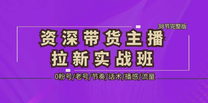 资深·带货主播拉新实战班，0粉号/老号/节奏/话术/播感/流量-38节完整版凯哥轻创网-网创项目资源站-副业项目-创业项目-搞钱项目凯哥轻创网