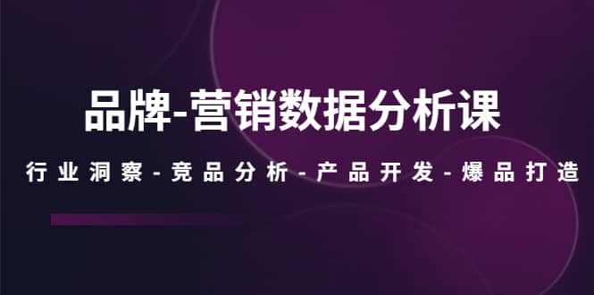 品牌-营销数据分析课，行业洞察-竞品分析-产品开发-爆品打造凯哥轻创网-网创项目资源站-副业项目-创业项目-搞钱项目凯哥轻创网