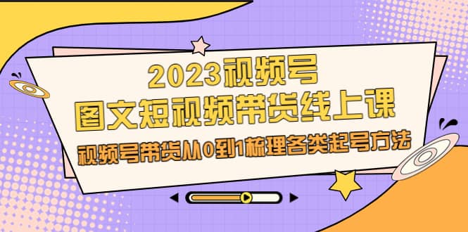 2023视频号-图文短视频带货线上课，视频号带货从0到1梳理各类起号方法凯哥轻创网-网创项目资源站-副业项目-创业项目-搞钱项目凯哥轻创网