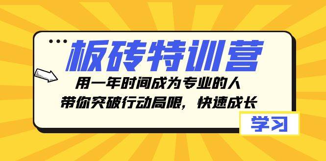 板砖特训营，用一年时间成为专业的人，带你突破行动局限，快速成长凯哥轻创网-网创项目资源站-副业项目-创业项目-搞钱项目凯哥轻创网