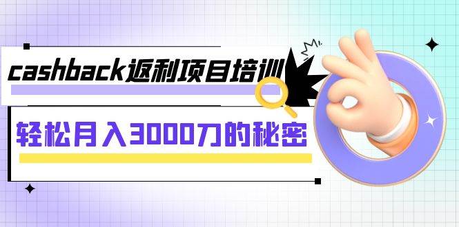 cashback返利项目培训：轻松月入3000刀的秘密（8节课）凯哥轻创网-网创项目资源站-副业项目-创业项目-搞钱项目凯哥轻创网