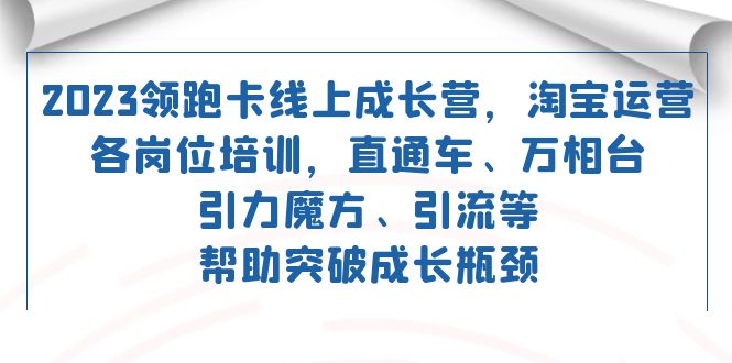 2023领跑·卡 线上成长营 淘宝运营各岗位培训 直通车 万相台 引力魔方 引流凯哥轻创网-网创项目资源站-副业项目-创业项目-搞钱项目凯哥轻创网
