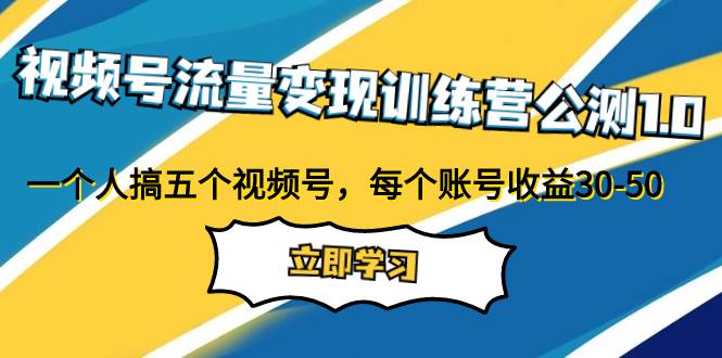视频号流量变现训练营公测1.0：一个人搞五个视频号，每个账号收益30-50凯哥轻创网-网创项目资源站-副业项目-创业项目-搞钱项目凯哥轻创网