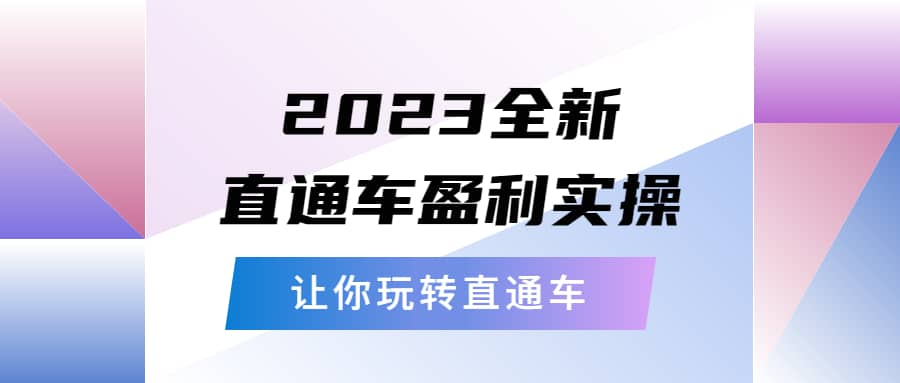 2023全新直通车·盈利实操：从底层，策略到搭建，让你玩转直通车凯哥轻创网-网创项目资源站-副业项目-创业项目-搞钱项目凯哥轻创网