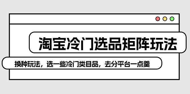 淘宝冷门选品矩阵玩法：换种玩法，选一些冷门类目品，去分平台一点羹凯哥轻创网-网创项目资源站-副业项目-创业项目-搞钱项目凯哥轻创网