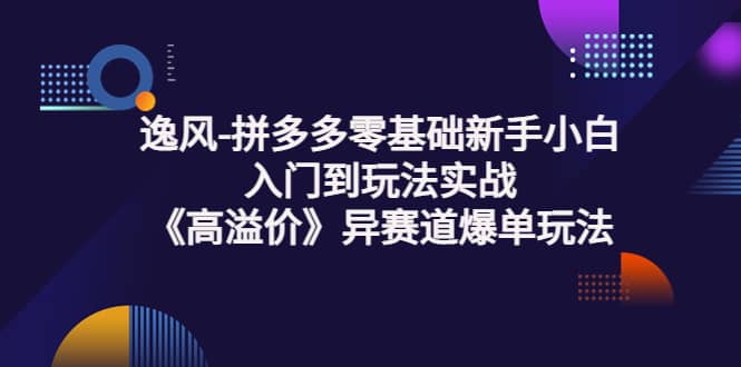 拼多多零基础新手小白入门到玩法实战《高溢价》异赛道爆单玩法实操课凯哥轻创网-网创项目资源站-副业项目-创业项目-搞钱项目凯哥轻创网
