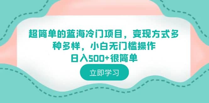 超简单的蓝海冷门项目，变现方式多种多样，小白无门槛操作日入500+很简单凯哥轻创网-网创项目资源站-副业项目-创业项目-搞钱项目凯哥轻创网