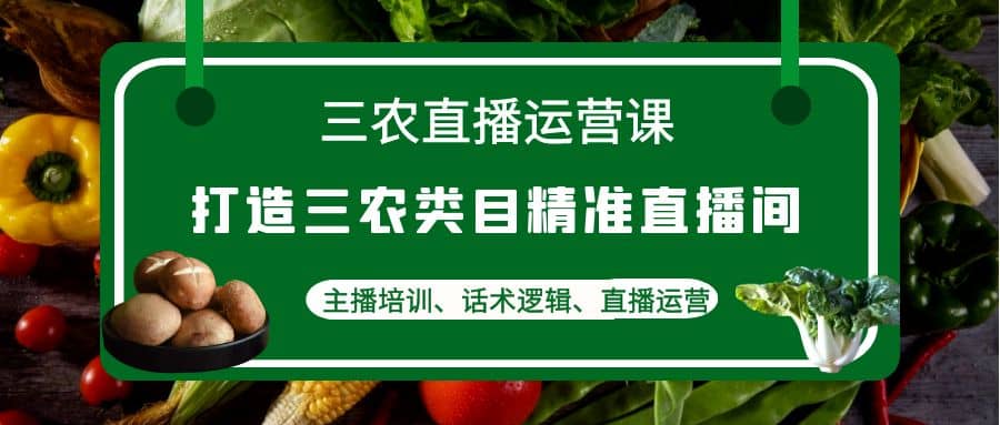 三农直播运营课：打造三农类目精准直播间，主播培训、话术逻辑、直播运营凯哥轻创网-网创项目资源站-副业项目-创业项目-搞钱项目凯哥轻创网