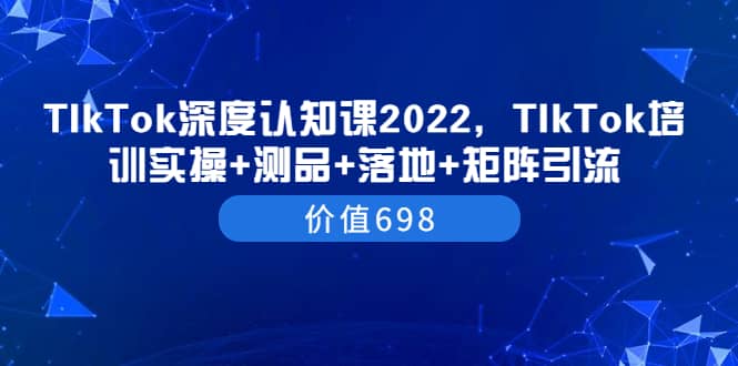 TIkTok深度认知课2022，TIkTok培训实操+测品+落地+矩阵引流（价值698）凯哥轻创网-网创项目资源站-副业项目-创业项目-搞钱项目凯哥轻创网