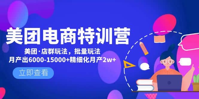 美团电商特训营：美团·店群玩法，无脑铺货凯哥轻创网-网创项目资源站-副业项目-创业项目-搞钱项目凯哥轻创网