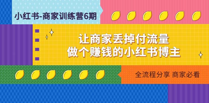 小红书-商家训练营12期：让商家丢掉付流量凯哥轻创网-网创项目资源站-副业项目-创业项目-搞钱项目凯哥轻创网