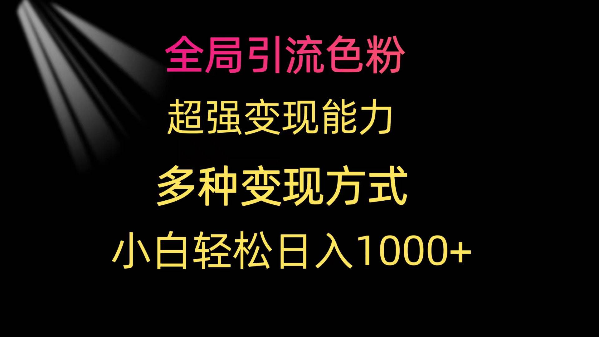 全局引流色粉 超强变现能力 多种变现方式 小白轻松日入1000+凯哥轻创网-网创项目资源站-副业项目-创业项目-搞钱项目凯哥轻创网