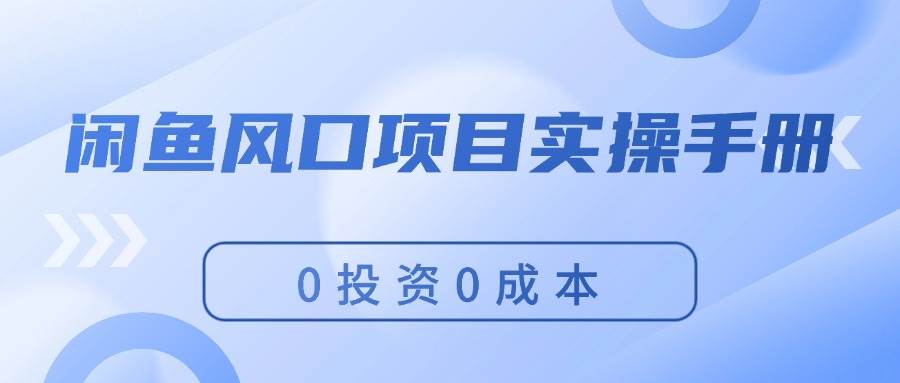 闲鱼风口项目实操手册，0投资0成本，让你做到，月入过万，新手可做凯哥轻创网-网创项目资源站-副业项目-创业项目-搞钱项目凯哥轻创网