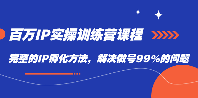 百万IP实战训练营课程，完整的IP孵化方法，解决做号99%的问题凯哥轻创网-网创项目资源站-副业项目-创业项目-搞钱项目凯哥轻创网