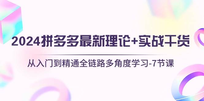 2024拼多多 最新理论+实战干货，从入门到精通全链路多角度学习-7节课凯哥轻创网-网创项目资源站-副业项目-创业项目-搞钱项目凯哥轻创网
