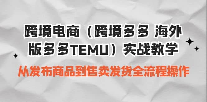 跨境电商（跨境多多 海外版多多TEMU）实操教学 从发布商品到售卖发货全流程凯哥轻创网-网创项目资源站-副业项目-创业项目-搞钱项目凯哥轻创网