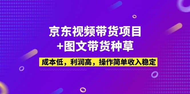 京东视频带货项目+图文带货种草，成本低，利润高，操作简单收入稳定凯哥轻创网-网创项目资源站-副业项目-创业项目-搞钱项目凯哥轻创网