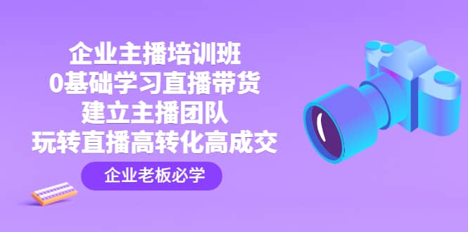 企业主播培训班：0基础学习直播带货，建立主播团队，玩转直播高转化高成交凯哥轻创网-网创项目资源站-副业项目-创业项目-搞钱项目凯哥轻创网