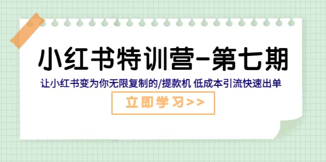 小红书特训营-第七期 让小红书变为你无限复制的/提款机 低成本引流快速出单凯哥轻创网-网创项目资源站-副业项目-创业项目-搞钱项目凯哥轻创网
