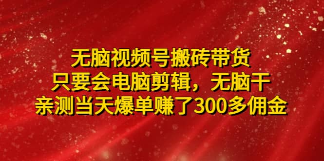 无脑视频号搬砖带货，只要会电脑剪辑，无脑干凯哥轻创网-网创项目资源站-副业项目-创业项目-搞钱项目凯哥轻创网