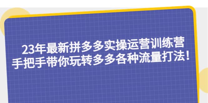 23年最新拼多多实操运营训练营：手把手带你玩转多多各种流量打法！凯哥轻创网-网创项目资源站-副业项目-创业项目-搞钱项目凯哥轻创网