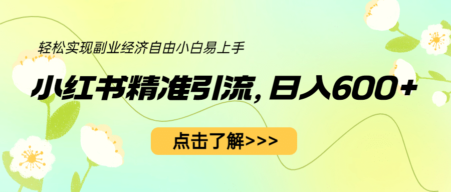 小红书精准引流，小白日入600+，轻松实现副业经济自由（教程+1153G资源）凯哥轻创网-网创项目资源站-副业项目-创业项目-搞钱项目凯哥轻创网