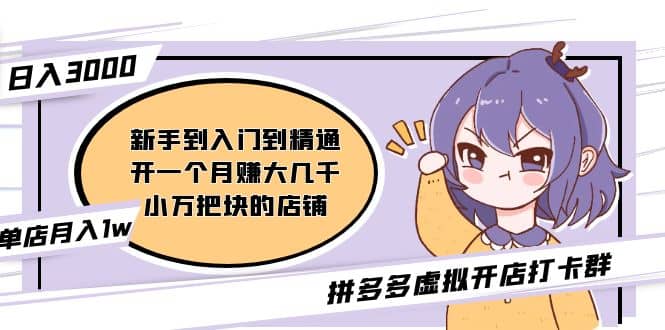 拼多多虚拟开店打卡群：新手到入门到精通凯哥轻创网-网创项目资源站-副业项目-创业项目-搞钱项目凯哥轻创网