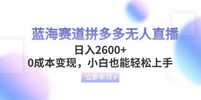 蓝海赛道拼多多无人直播，日入2600+，0成本变现，小白也能轻松上手凯哥轻创网-网创项目资源站-副业项目-创业项目-搞钱项目凯哥轻创网