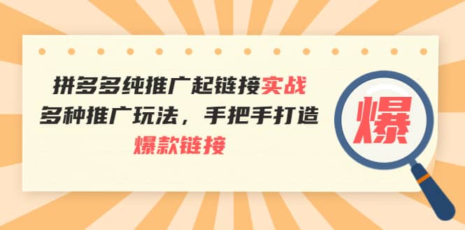 拼多多纯推广起链接实战：多种推广玩法，手把手打造爆款链接凯哥轻创网-网创项目资源站-副业项目-创业项目-搞钱项目凯哥轻创网
