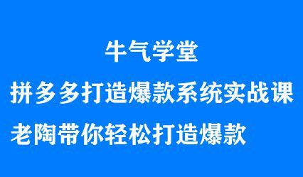牛气学堂拼多多打造爆款系统实战课，老陶带你轻松打造爆款凯哥轻创网-网创项目资源站-副业项目-创业项目-搞钱项目凯哥轻创网