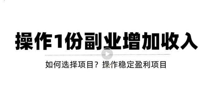 新手如何通过操作副业增加收入，从项目选择到玩法分享！【视频教程】凯哥轻创网-网创项目资源站-副业项目-创业项目-搞钱项目凯哥轻创网