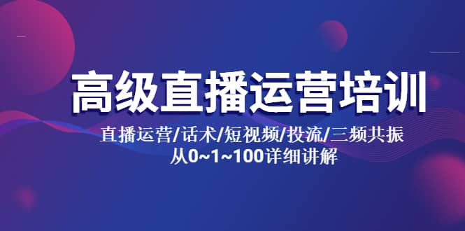 高级直播运营培训 直播运营/话术/短视频/投流/三频共振 从0~1~100详细讲解凯哥轻创网-网创项目资源站-副业项目-创业项目-搞钱项目凯哥轻创网