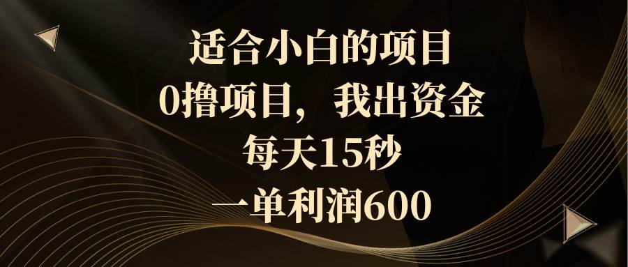 适合小白的项目，0撸项目，我出资金，每天15秒，一单利润600凯哥轻创网-网创项目资源站-副业项目-创业项目-搞钱项目凯哥轻创网