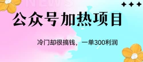 冷门公众号加热项目，一单利润300+凯哥轻创网-网创项目资源站-副业项目-创业项目-搞钱项目凯哥轻创网