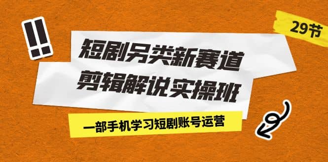 短剧另类新赛道剪辑解说实操班：一部手机学习短剧账号运营（29节 价值500）凯哥轻创网-网创项目资源站-副业项目-创业项目-搞钱项目凯哥轻创网