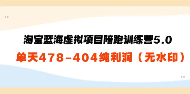 淘宝蓝海虚拟项目陪跑训练营5.0：单天478纯利润（无水印）凯哥轻创网-网创项目资源站-副业项目-创业项目-搞钱项目凯哥轻创网