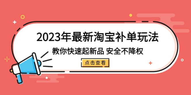 2023年最新淘宝补单玩法，教你快速起·新品，安全·不降权（18课时）凯哥轻创网-网创项目资源站-副业项目-创业项目-搞钱项目凯哥轻创网