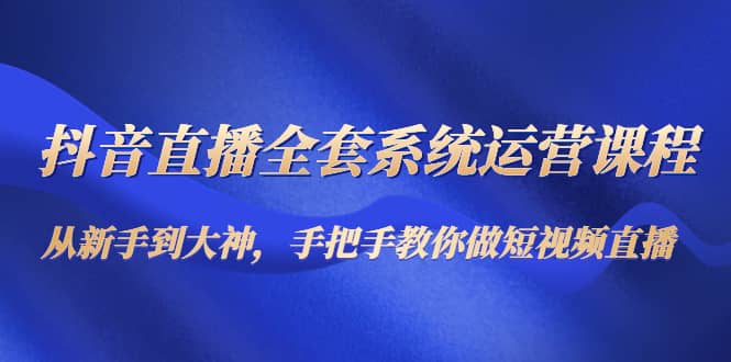 抖音直播全套系统运营课程：从新手到大神，手把手教你做直播短视频凯哥轻创网-网创项目资源站-副业项目-创业项目-搞钱项目凯哥轻创网