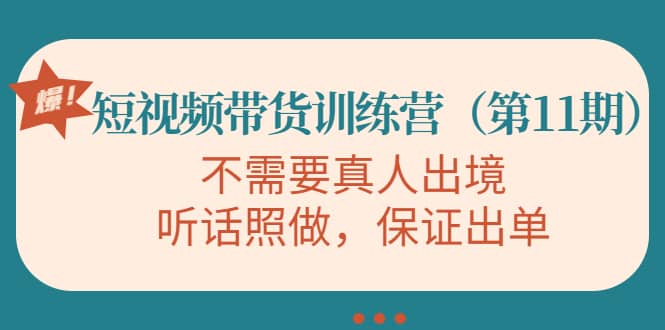 短视频带货训练营（第11期），不需要真人出境，听话照做，保证出单凯哥轻创网-网创项目资源站-副业项目-创业项目-搞钱项目凯哥轻创网