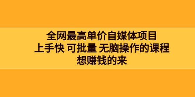 全网最单高价自媒体项目：上手快 可批量 无脑操作的课程，想赚钱的来凯哥轻创网-网创项目资源站-副业项目-创业项目-搞钱项目凯哥轻创网