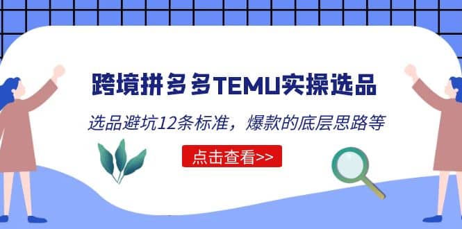 跨境拼多多TEMU实操选品运营方法，选品避坑12条标准，爆款的底层思路等凯哥轻创网-网创项目资源站-副业项目-创业项目-搞钱项目凯哥轻创网