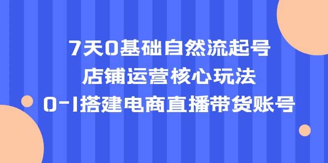 7天0基础自然流起号，店铺运营核心玩法，0-1搭建电商直播带货账号凯哥轻创网-网创项目资源站-副业项目-创业项目-搞钱项目凯哥轻创网