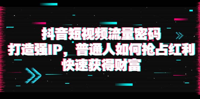 抖音短视频流量密码：打造强IP，普通人如何抢占红利，快速获得财富凯哥轻创网-网创项目资源站-副业项目-创业项目-搞钱项目凯哥轻创网