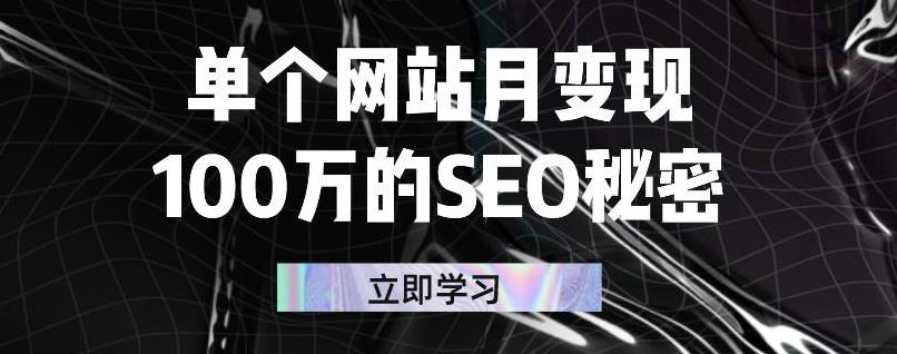 单个网站月变现100万的SEO秘密，百分百做出赚钱站点凯哥轻创网-网创项目资源站-副业项目-创业项目-搞钱项目凯哥轻创网