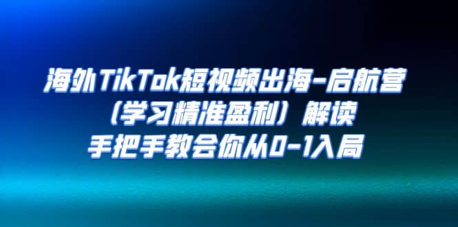 海外TikTok短视频出海-启航营（学习精准盈利）解读，手把手教会你从0-1入局凯哥轻创网-网创项目资源站-副业项目-创业项目-搞钱项目凯哥轻创网
