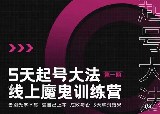五天起号魔鬼训练营，告别光学不练，逼自己上车，成败与否，5天拿到结果凯哥轻创网-网创项目资源站-副业项目-创业项目-搞钱项目凯哥轻创网